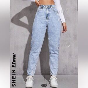 SHEIN EZwear Zipper Fly Tapered Jeans- Light Wash XL